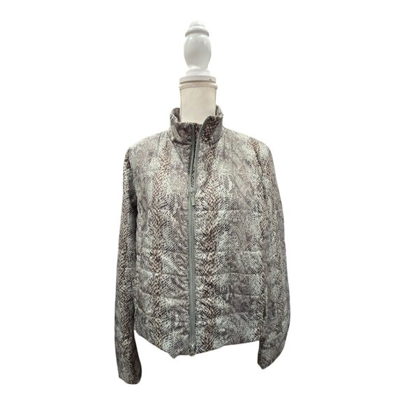 Hilary Radley Snakeskin Light Puffer Full Zip Insulated Winter Coat with Pockets - Picture 1 of 3